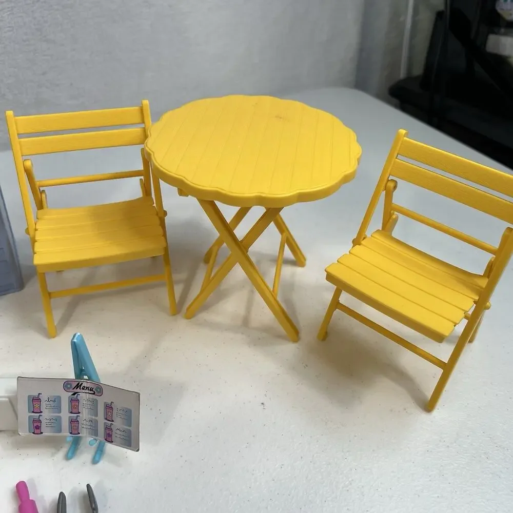 Vintage Barbie Doll Bake Shop Cafe Playset‎ Patio Table Chairs Accessories